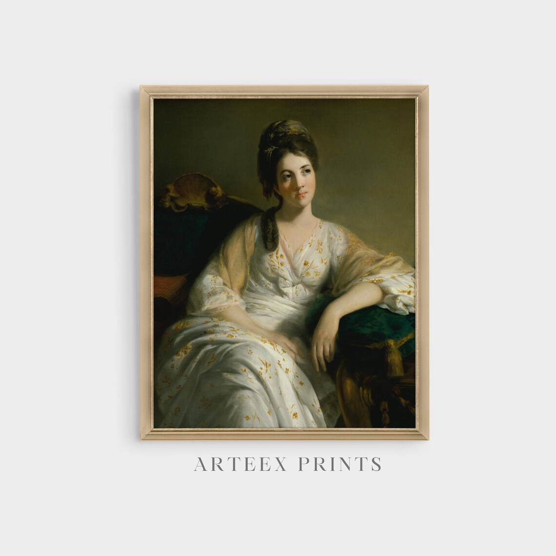 Lady in White Floral Gown Reclining Vintage Regency Portrait Poster - Image 5