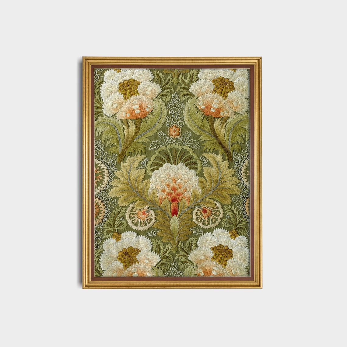Symmetrical Vintage Floral Embroidery Textile Pattern Art Poster - Image 3