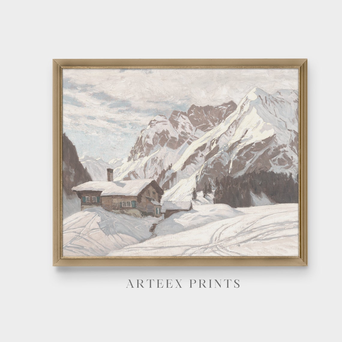 Alpine Chalet in Deep Snow Beneath Towering Snowy Peaks Poster - Image 4