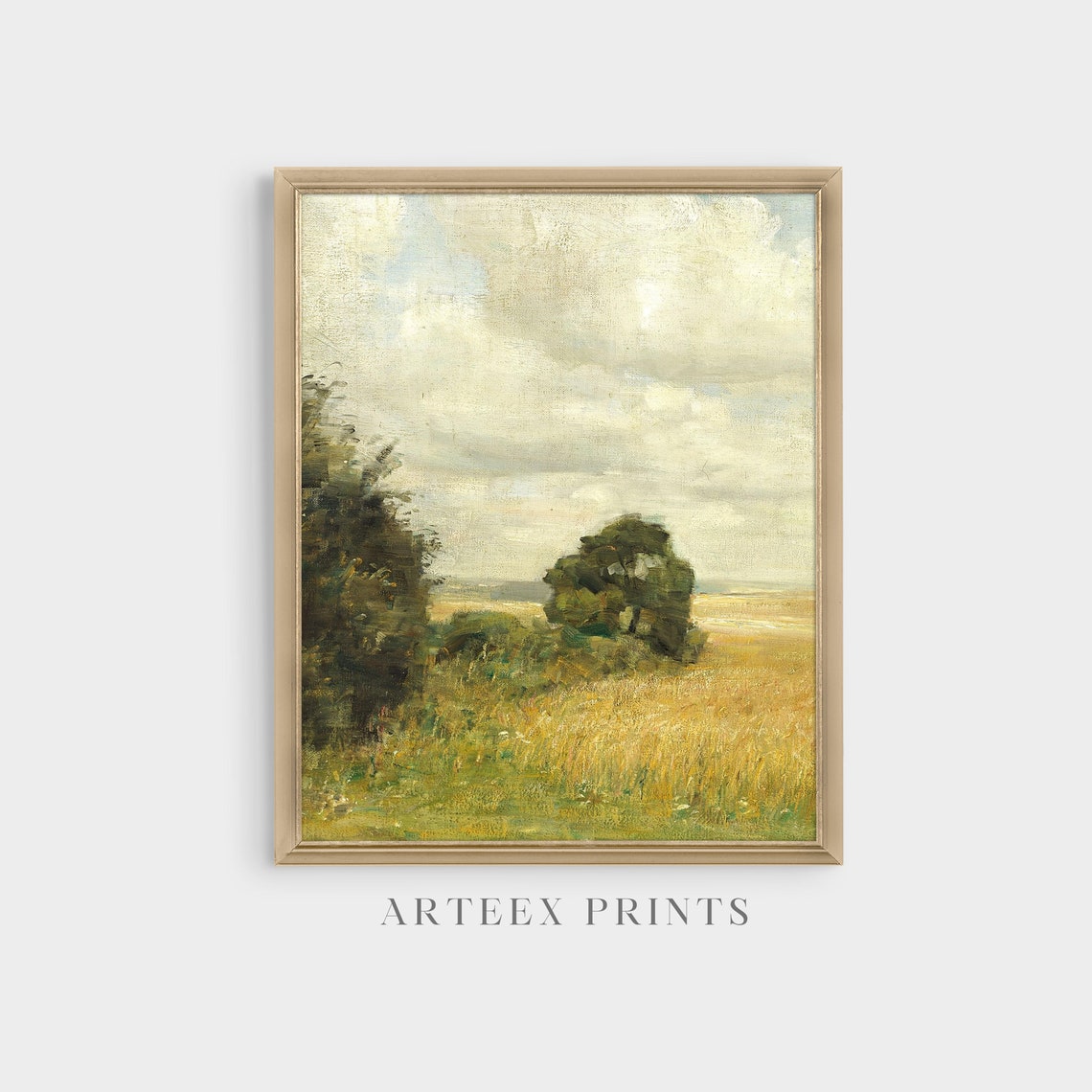 Golden Wheat Field Under Towering Summer Clouds Landscape Oil Print - Image 5