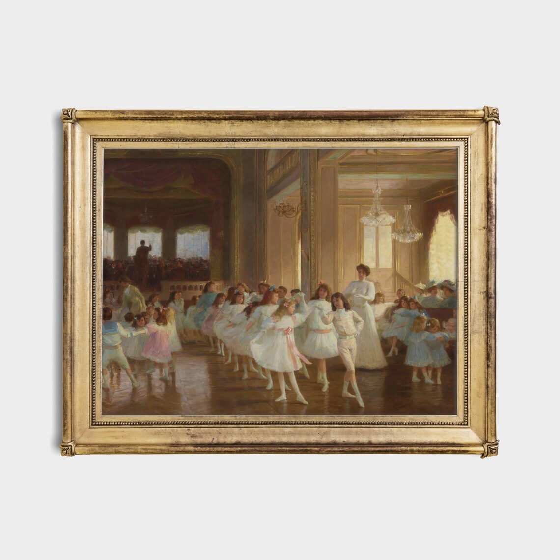 Victorian Children Dancing In Ballroom Vintage Painting Poster - Image 5