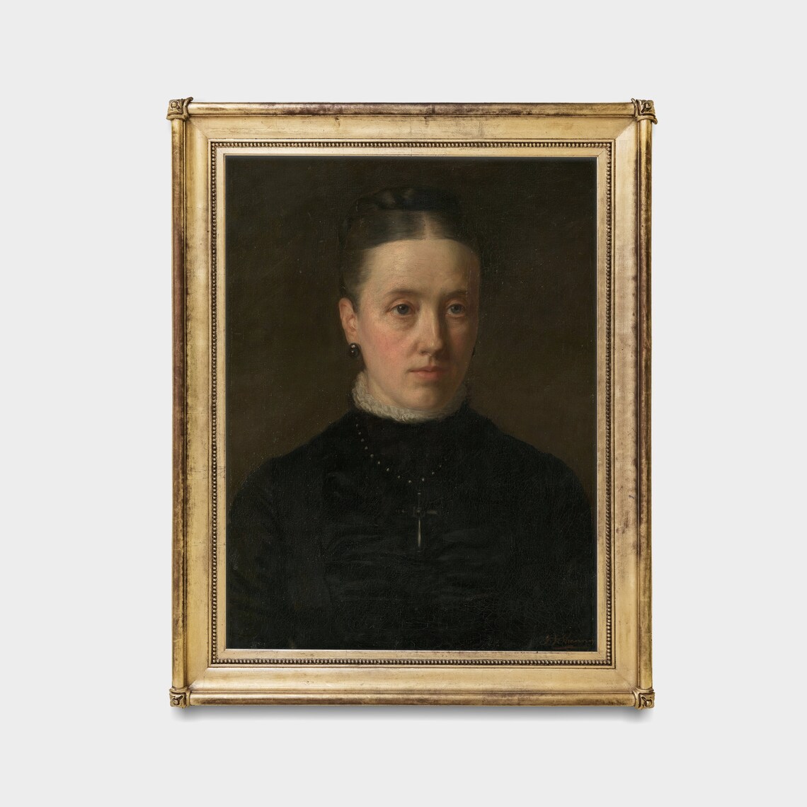 19th Century Woman in Black with Cross Pendant Portrait Poster - Image 2