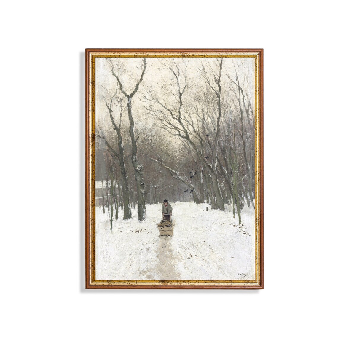 Winter Landscape Painting Vintage Holiday Art Print