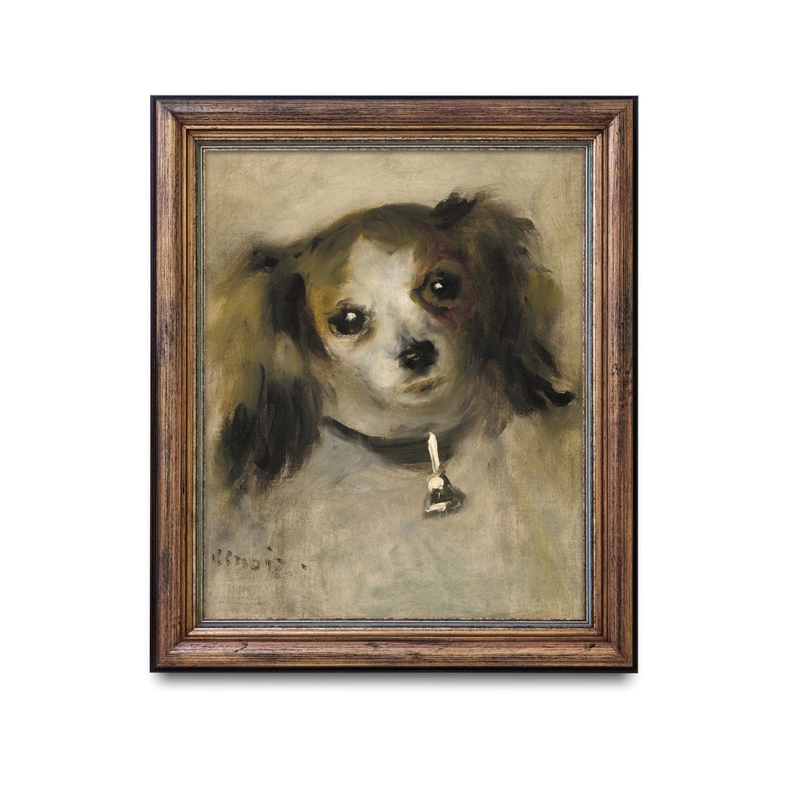 Small Spaniel Head with a Bell Collar Vintage Dog Sketch Poster - Image 2