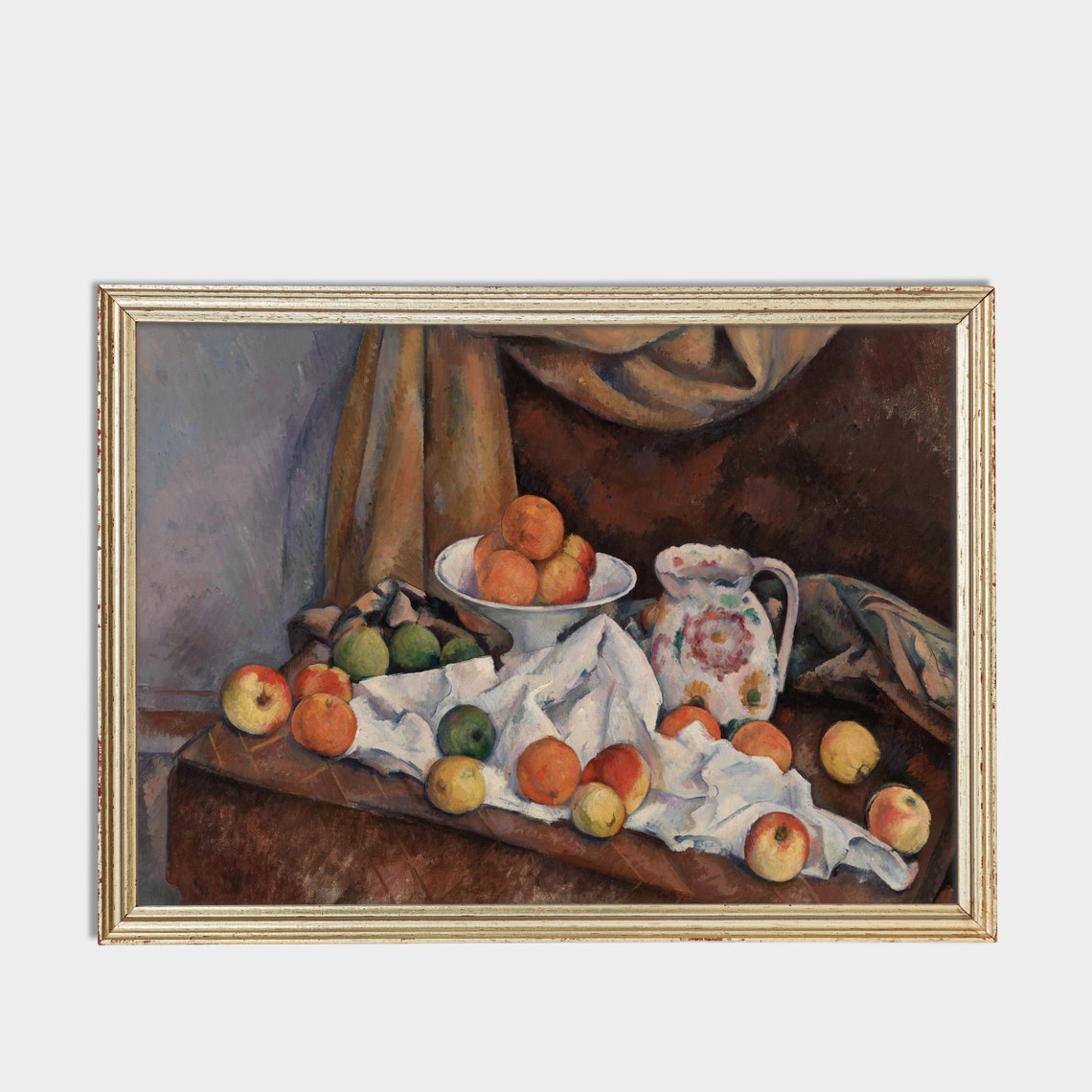 Still Life with Apples and Floral Pitcher Vintage Painting Poster - Image 3