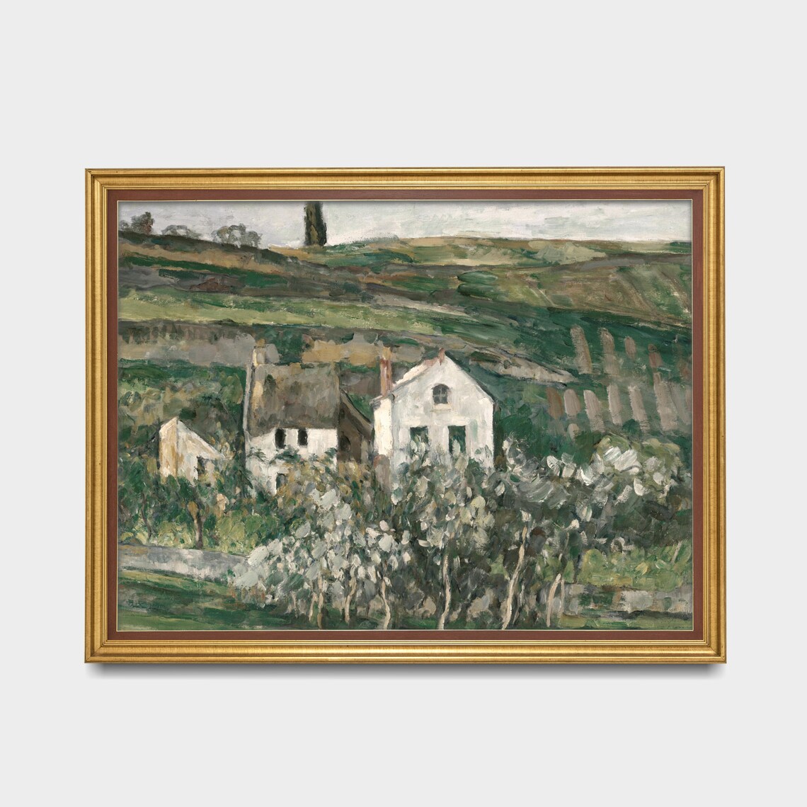 Vintage Landscape Painting Antique Country Landscape Vintage Cottage Moody Art Farmhouse Decor Wall Art - Image 3