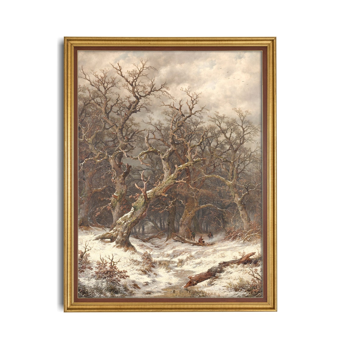 Bare Winter Trees in a Snowy Forest Vintage Landscape Art Poster - Image 2