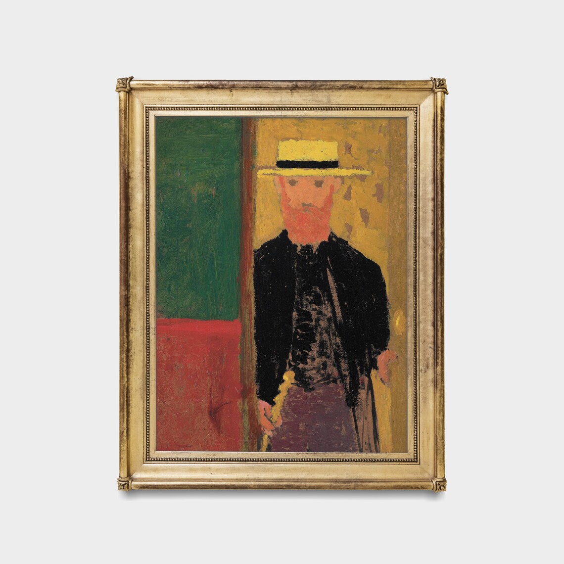 Man With Straw Boater Hat Bold Fauvist Portrait Painting Poster - Image 5