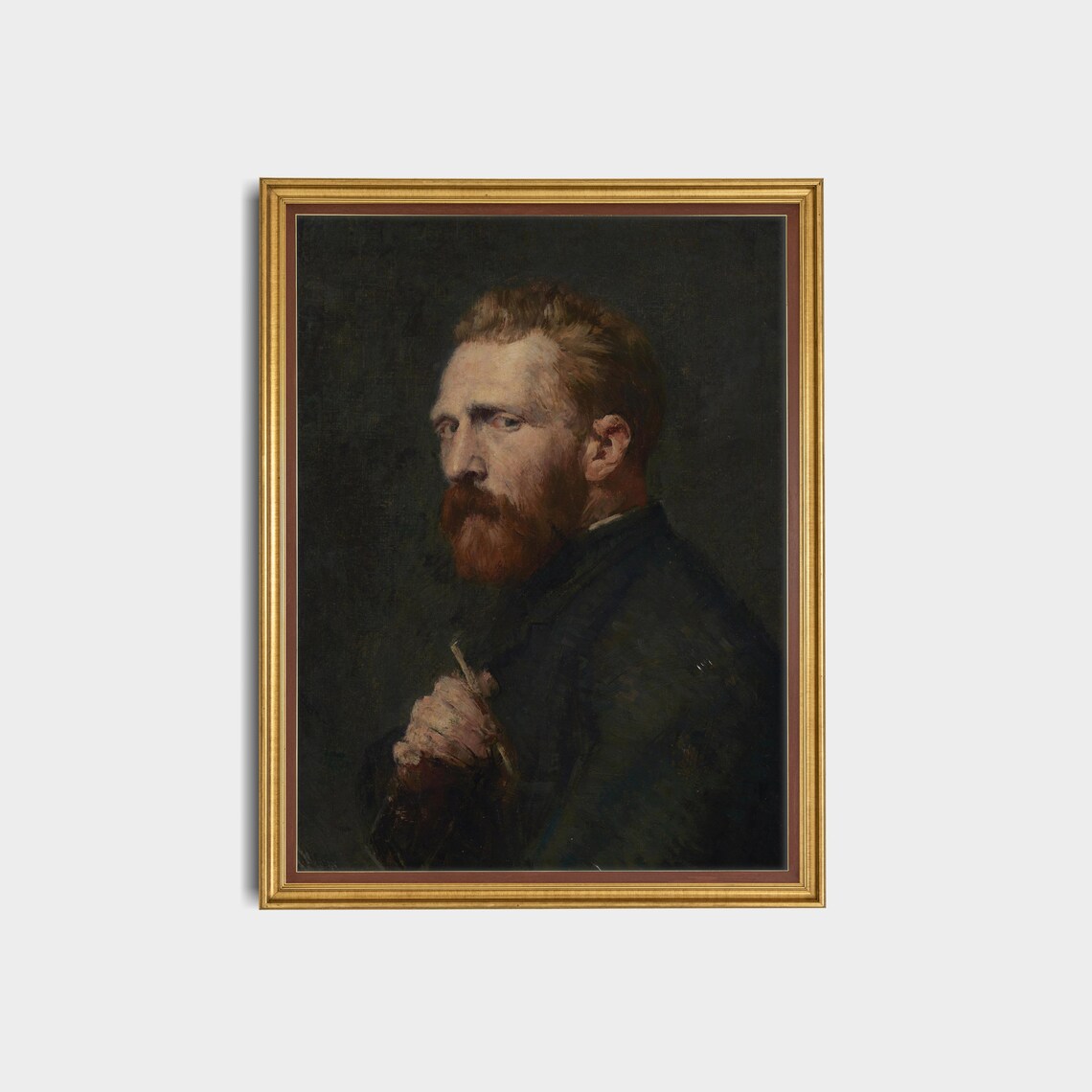 Red-Bearded Gentleman in Dark Oil Portrait Vintage Classic Art Poster - Image 3