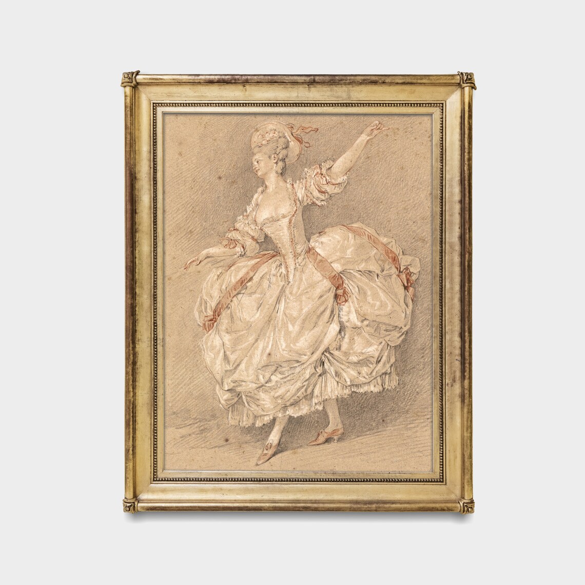 Dancer in Flowing Gown Sepia Chalk Sketch Vintage Ballet Art Poster - Image 3