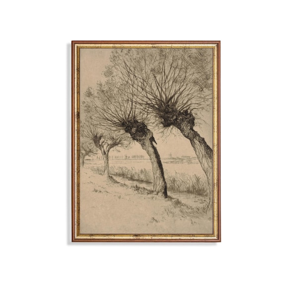 Printed And Shipped Vintage Tree Sketch Drawing Antique Sketch Print Neutral Art Forest Drawing Farmhouse Decor Physical Prints