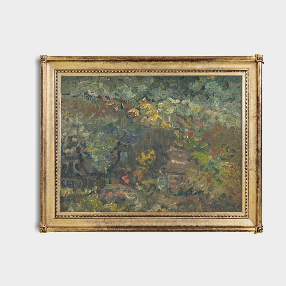 Abstract Green Garden Painted in Thick Impasto Brushwork Poster