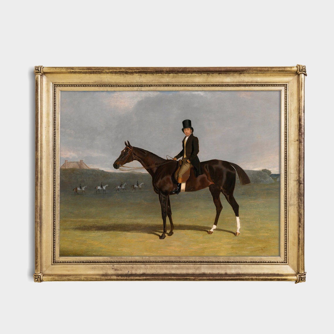 Gentleman In Top Hat Riding Bay Horse Vintage Equestrian Poster - Image 2