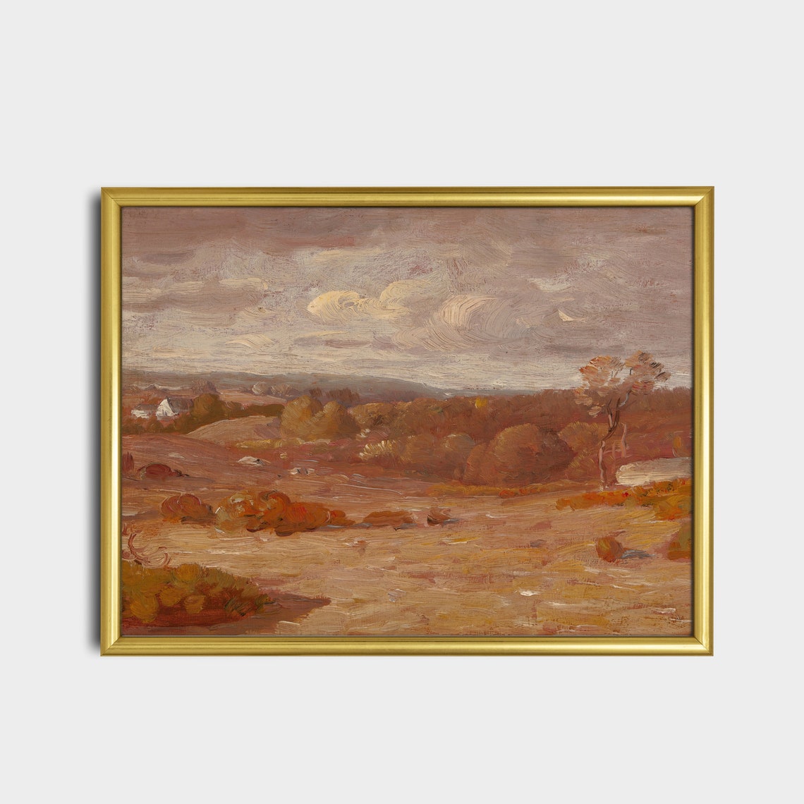 Autumn Countryside With Golden Fields and Trees Antique Poster - Image 2