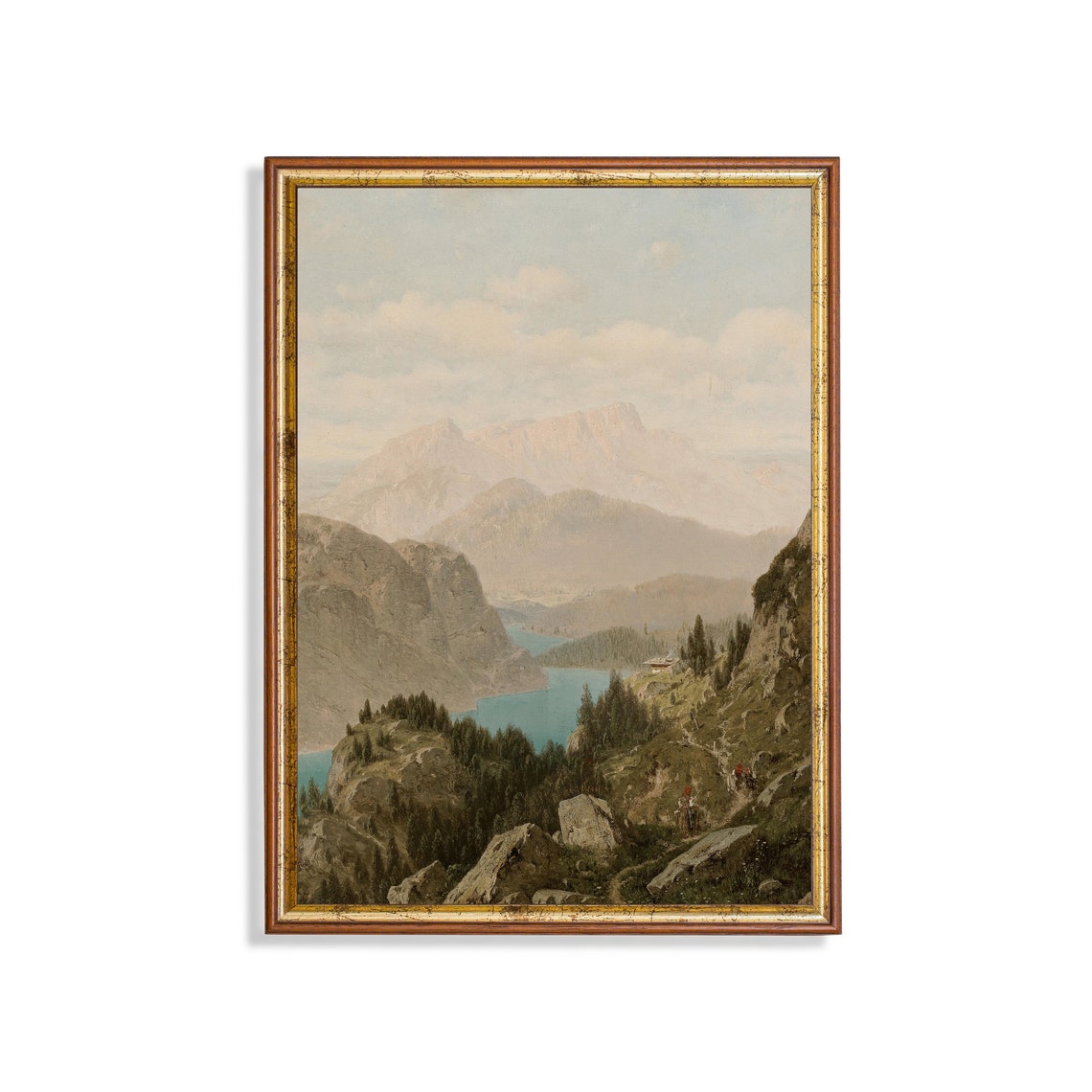 Alpine Lake Between Mountains with a Pine Forest View Poster