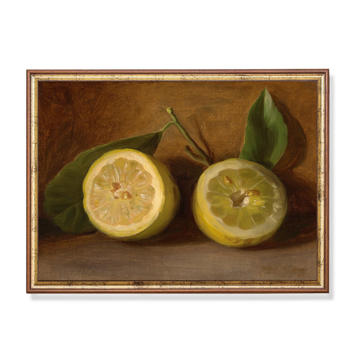 Vintage Still Life With Lemons, Rustic Kitchen Art Print