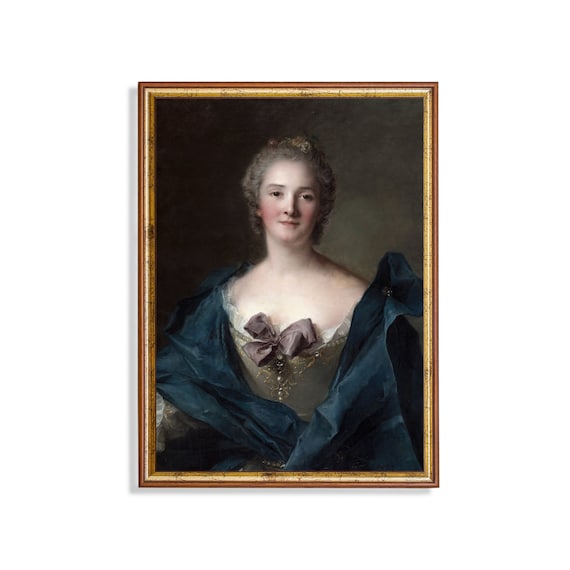 18th Century Lady in a Blue Shawl with a Lavender Bow Poster