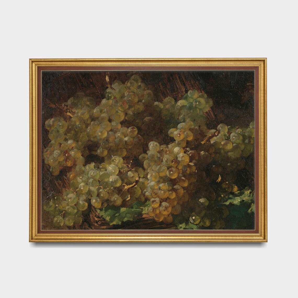 Basket of White Grapes Moody Vintage Still Life Fruit Art Poster - Image 5