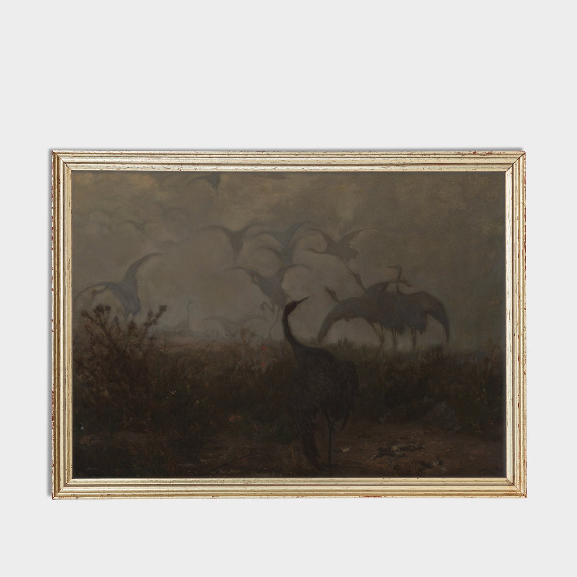 Mailed Print Vintage Birds Painting Antique Cranes Artwork Birds Lover Gift Moody Rustic Cranes Print Printed And Shipped - Image 3