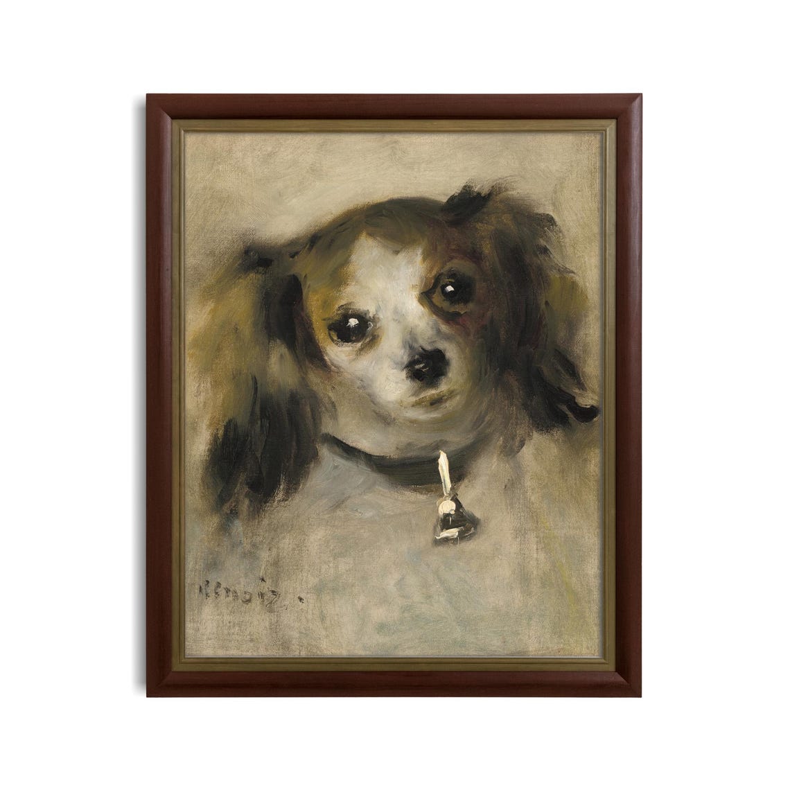 Small Spaniel Head with a Bell Collar Vintage Dog Sketch Poster - Image 3