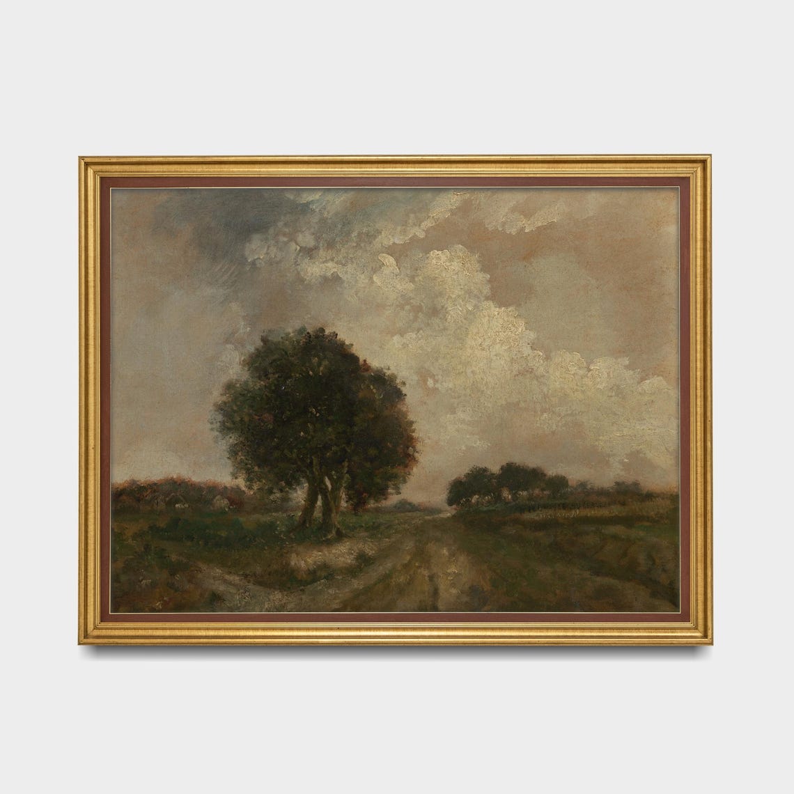 Solitary Oak Tree in a Moody Countryside Vintage Landscape Poster - Image 5