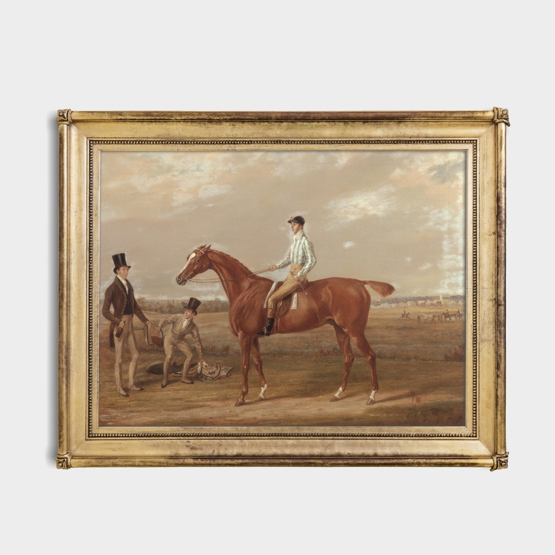 Jockey on a Chestnut Racehorse with Gentlemen Sporting Poster - Image 4