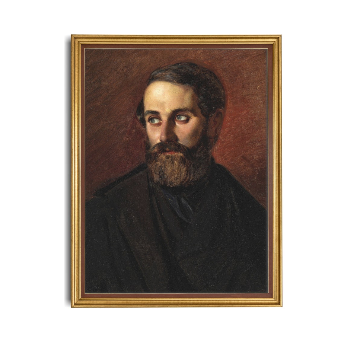Bearded Distinguished Gentleman in a Dark Coat Antique Portrait Poster - Image 4