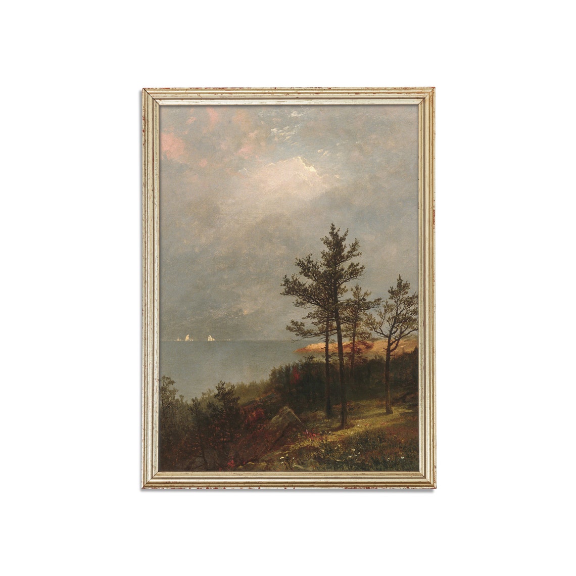 Coastal Pine Trees Overlooking The Sea At Dawn Painting Poster - Image 3