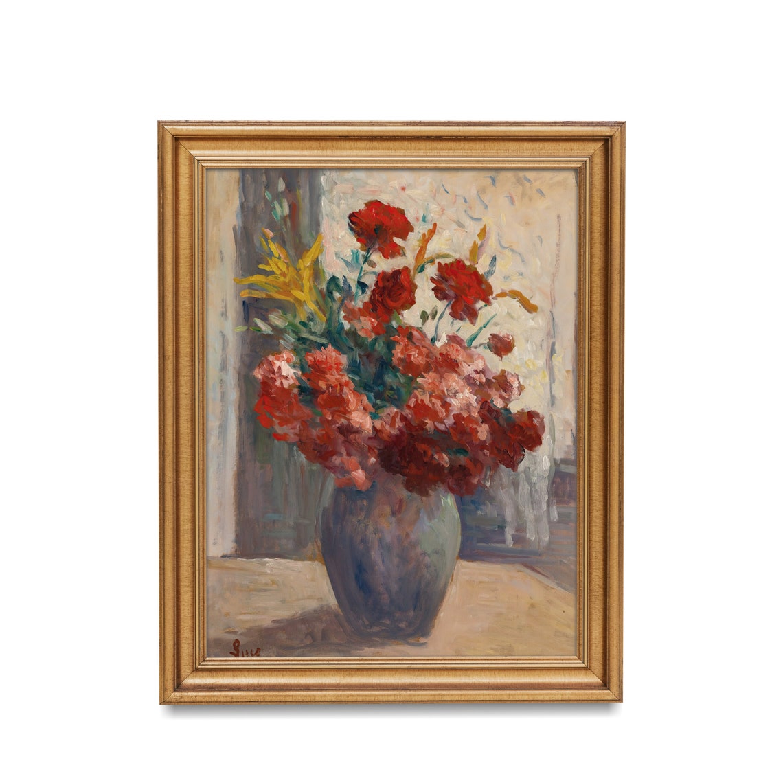 Vintage Still Life With Flowers Antique Floral Painting Bouquet Of Flowers In A Vase Instant Wall Art Fine Art - Image 2