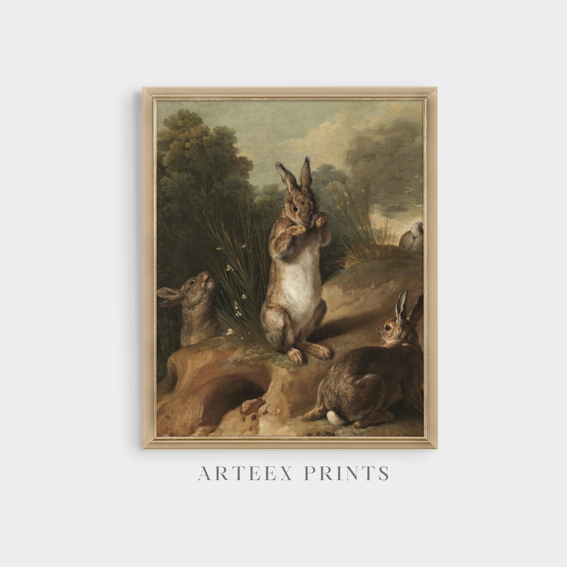 Vintage Rabbit Painting, Rustic Farmhouse Art Print - Image 5