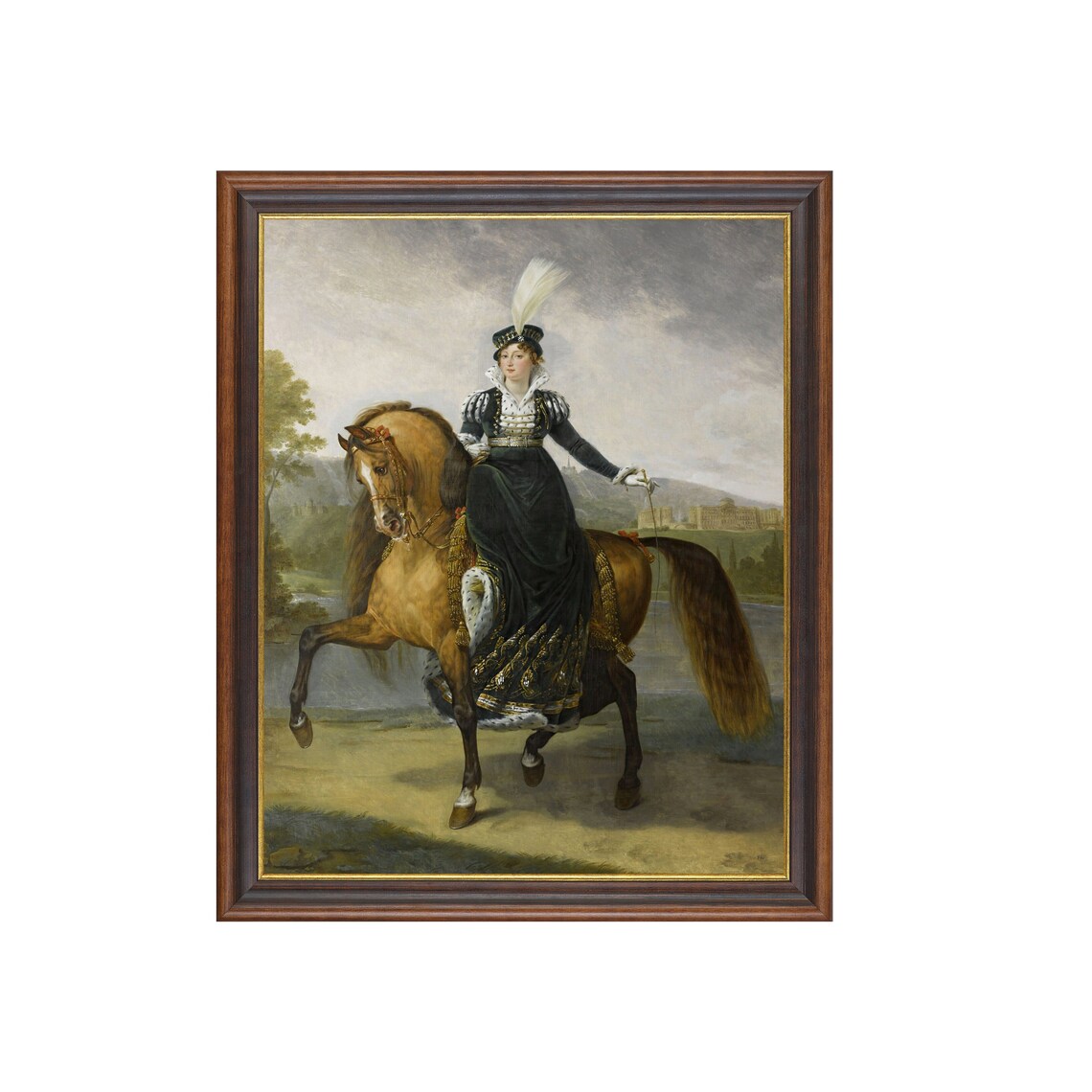 Lady Rider in a Dark Riding Habit Equestrian Portrait Poster