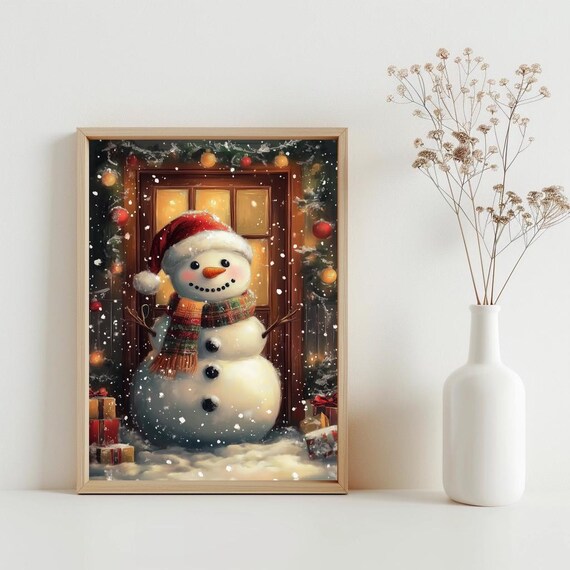 Cute Snowman Wall Art Christmas Decor Winter Holiday Season Sg284