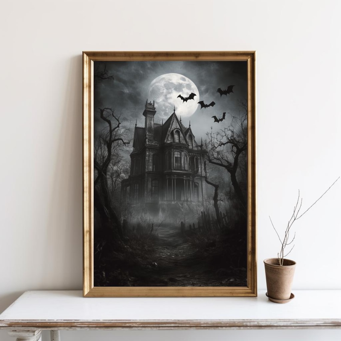 Haunted House Vintage Halloween Poster Print