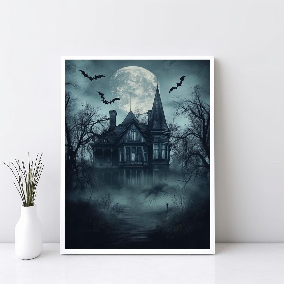 Haunted House Wall Art Halloween Vintage Print Dark Academia Spooky Poster Sg249