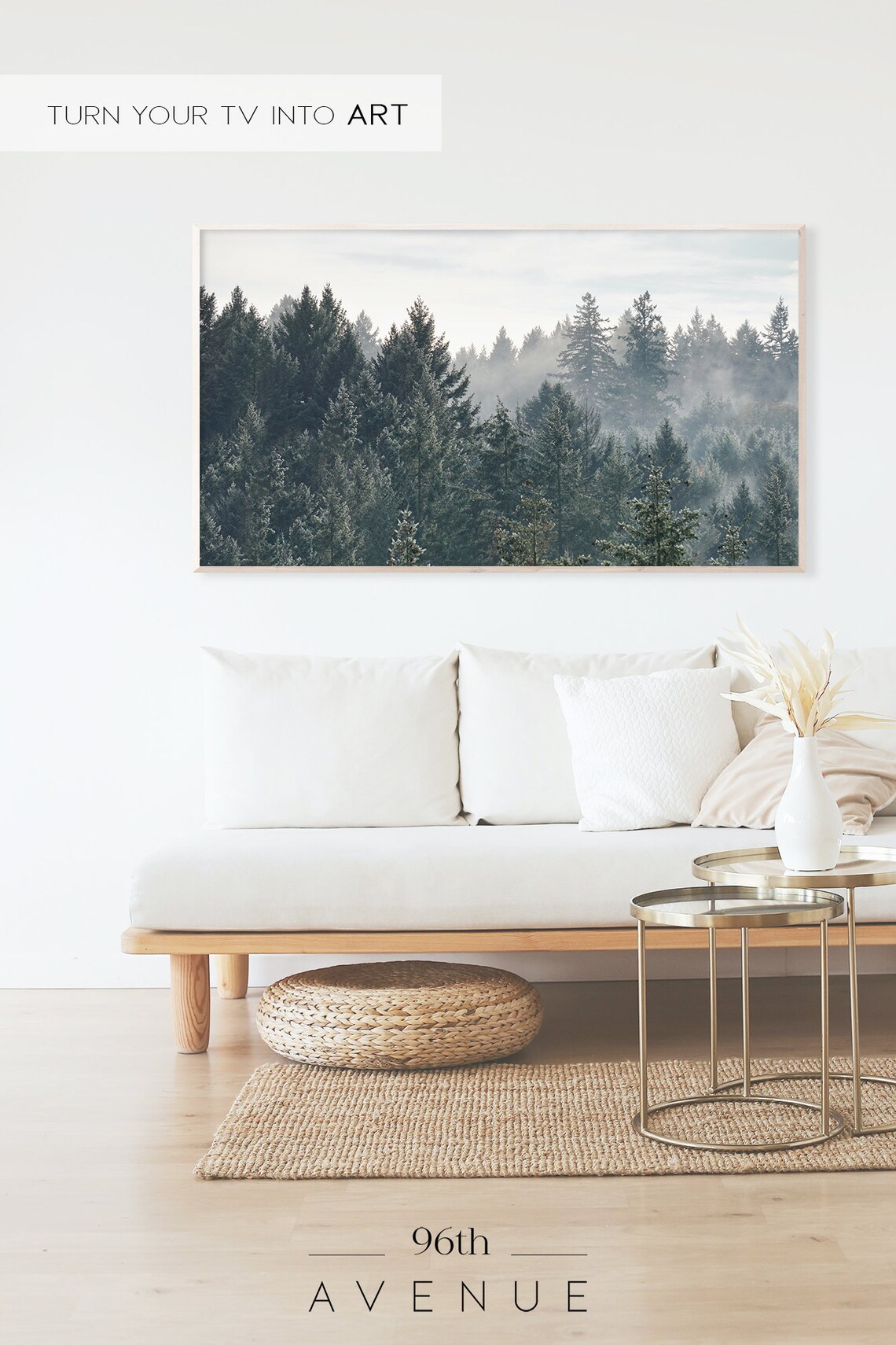 Foggy Forest Scandinavian Landscape Art Print - Image 2