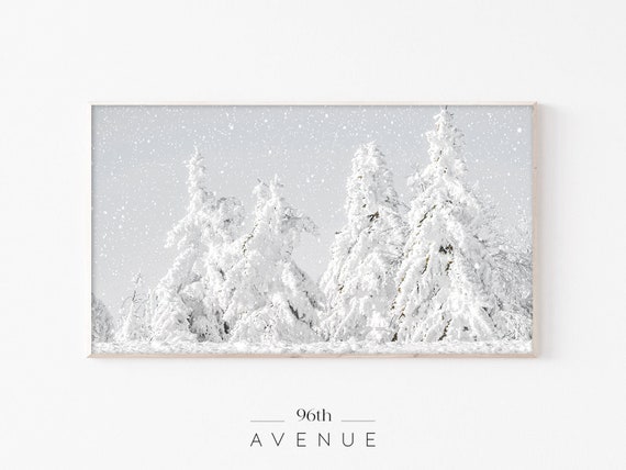 Snowy Fir Trees Winter Art Print for TV Decor