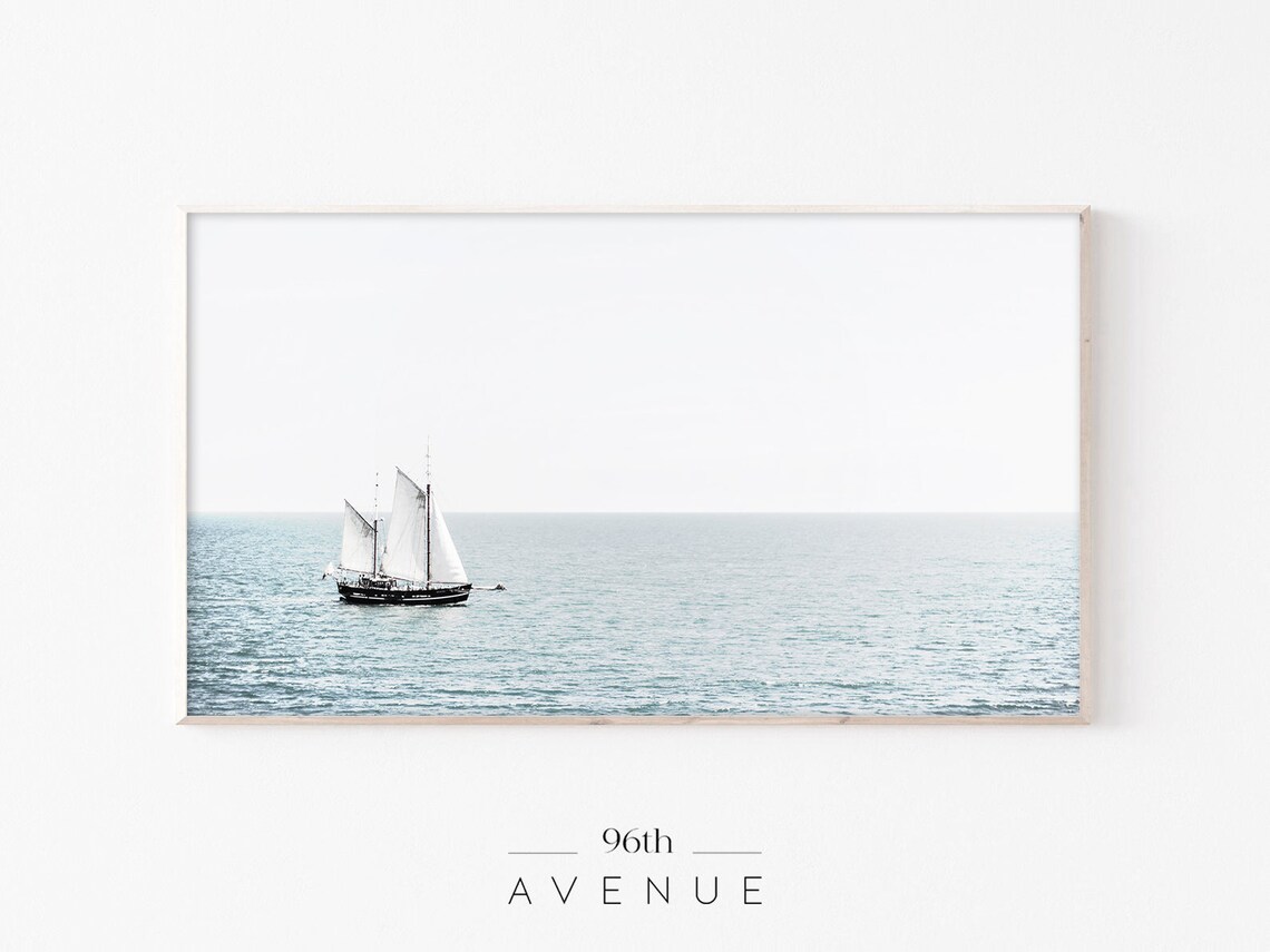 Ocean Sailboat Coastal Art Print for TV Wall