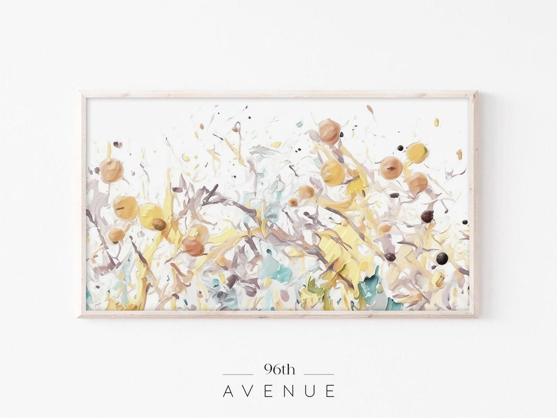 Pastel Abstract Floral Painting Soft Yellow Modern Art Poster