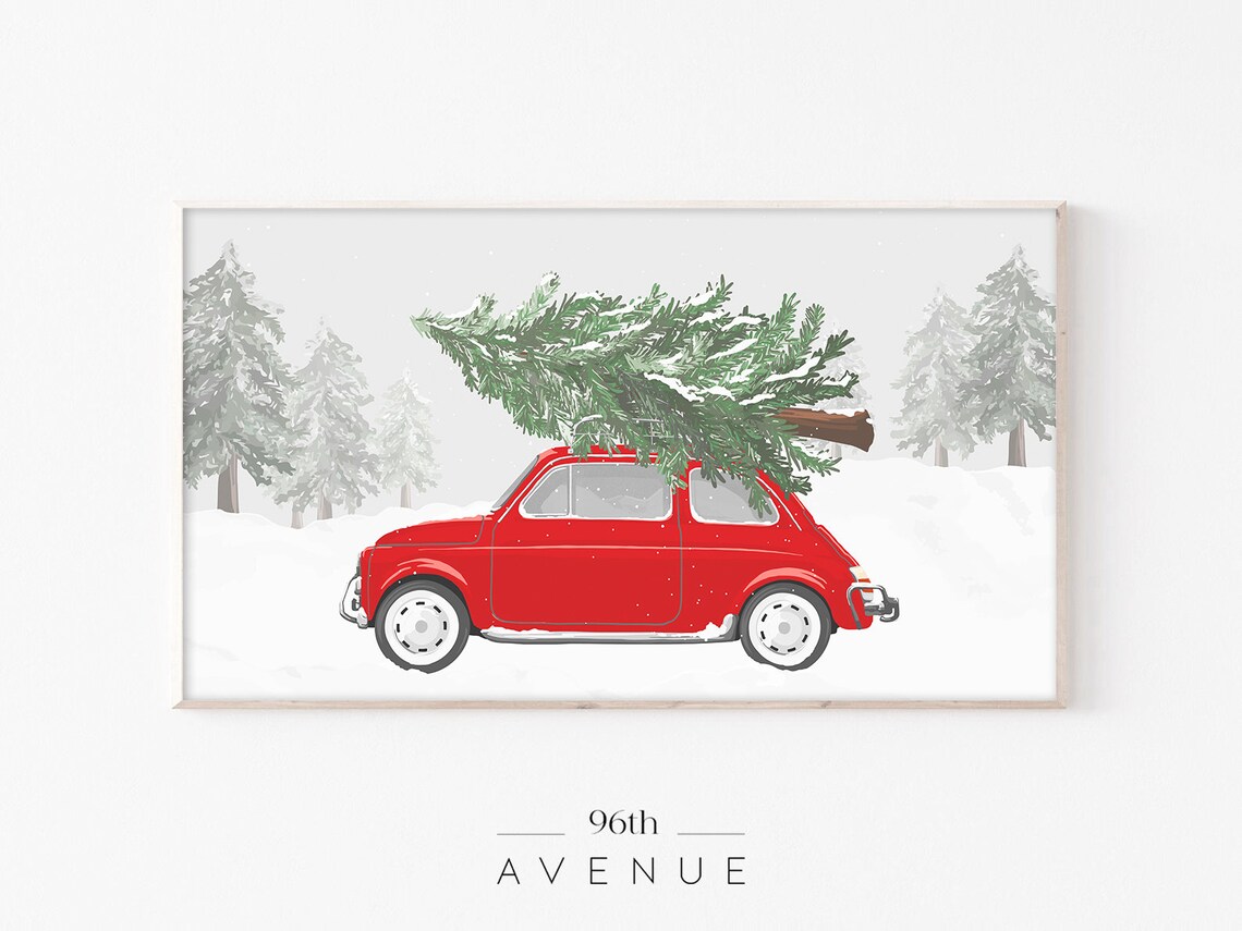 Christmas Truck Winter Art Print, Holiday Decor