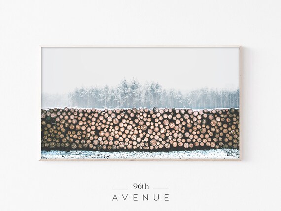 Winter Tree Logs Art For TV