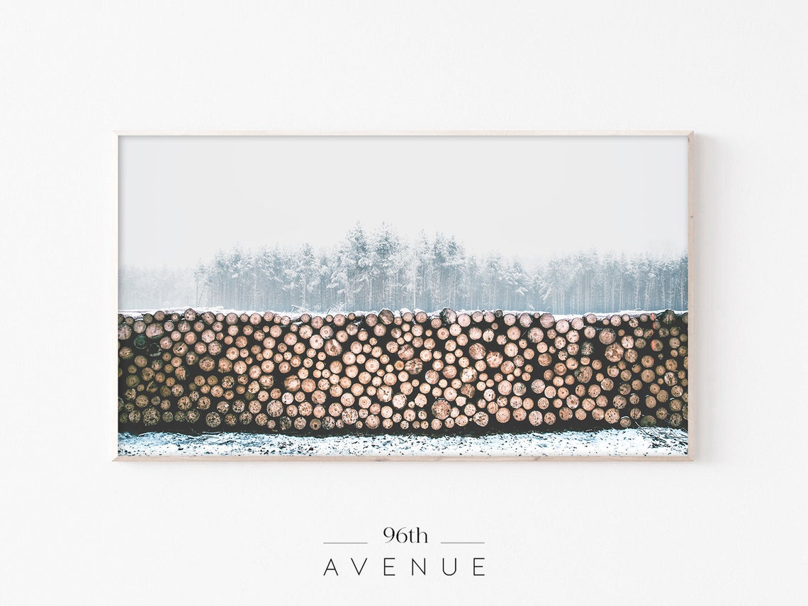 Winter Tree Logs Art For TV
