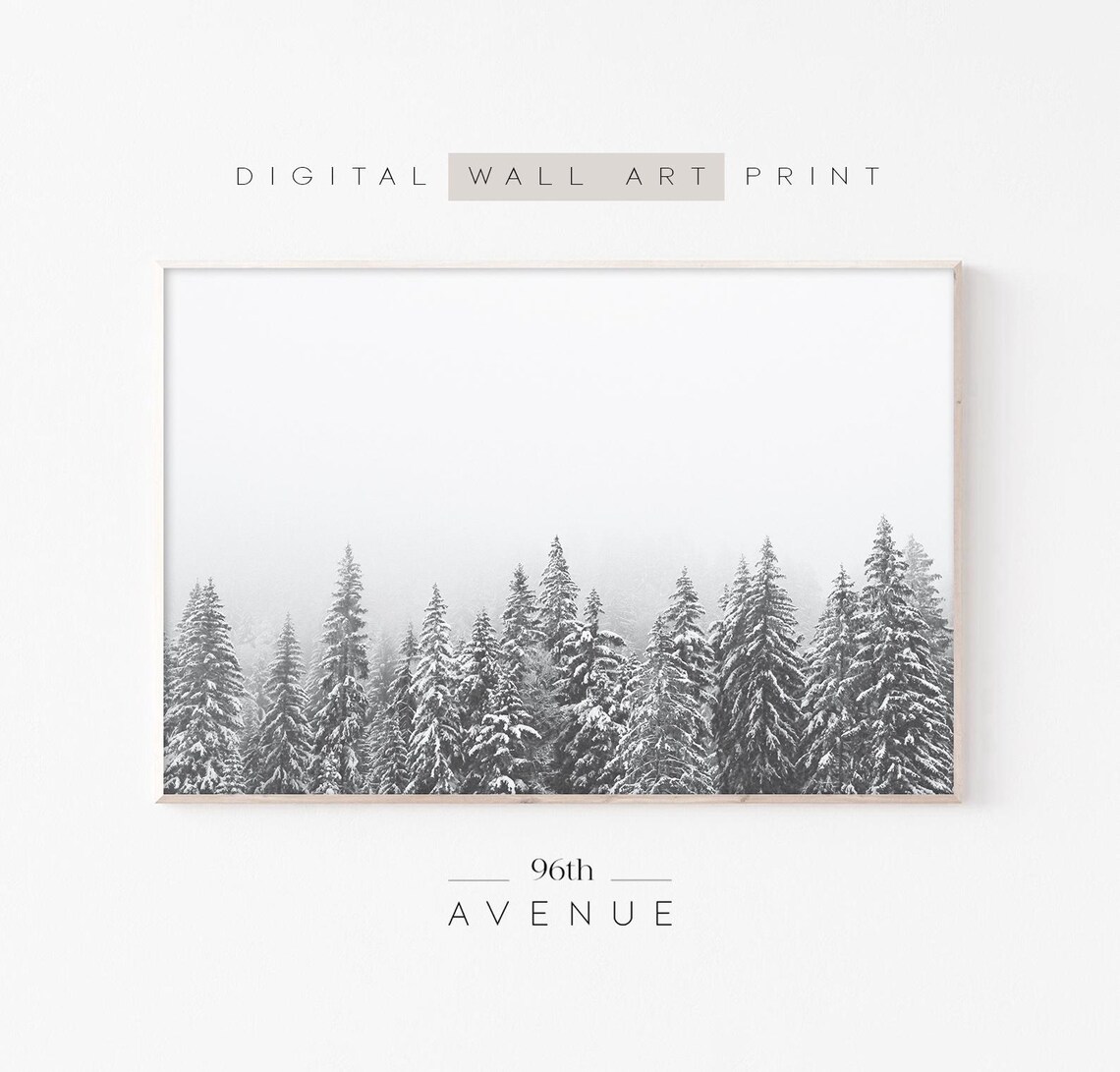 Winter Forest, Snowy Pine Tree Forest Art Print