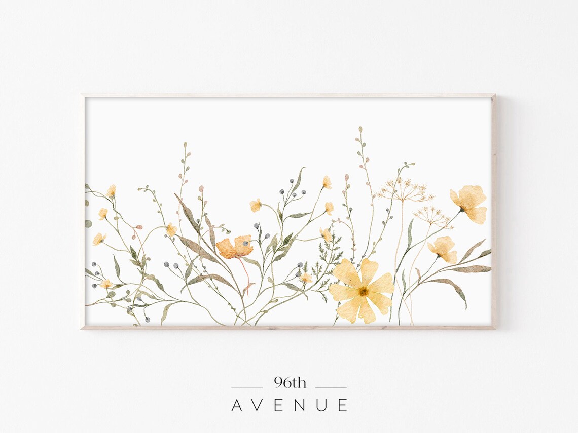 Watercolor Flowers Art Print for Frame TV