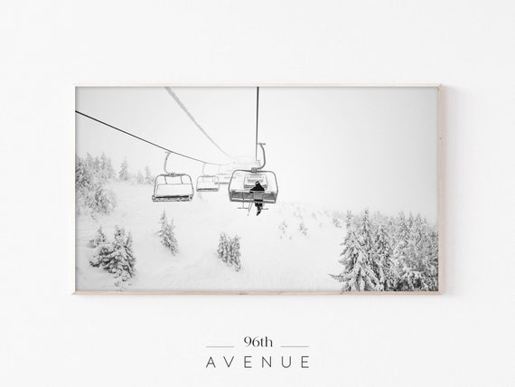 Ski Lift Winter Landscape Art Print