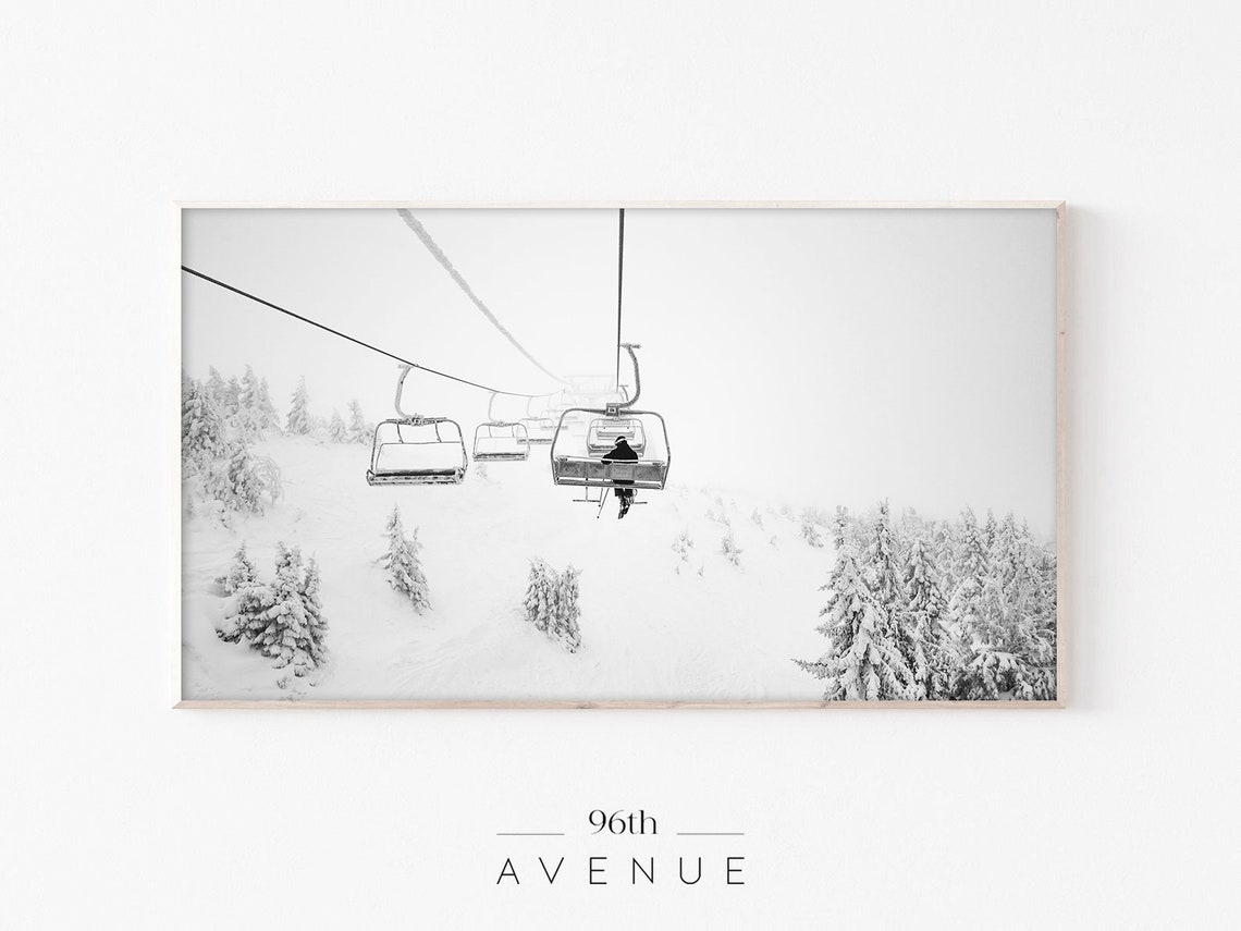 Ski Lift Winter Landscape Art Print