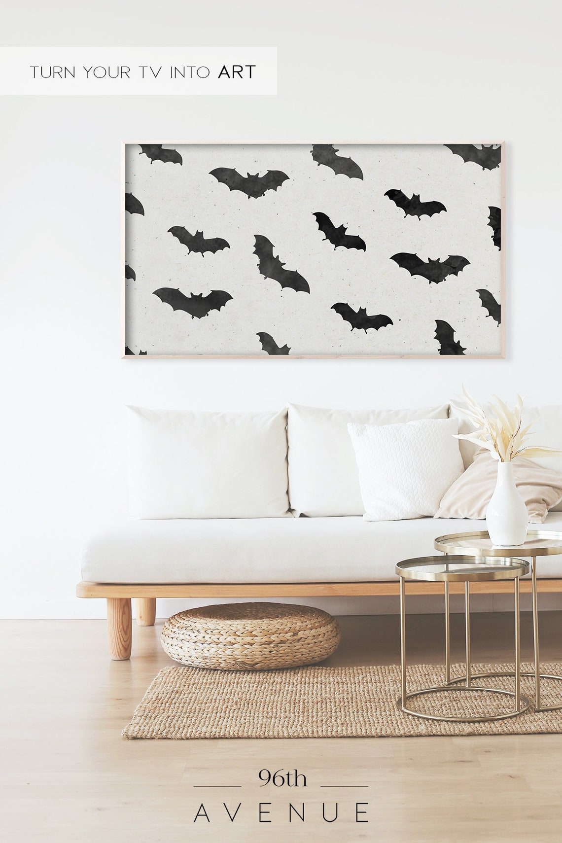 Scattered Black Bat Pattern Off White Fun Cute Halloween Poster - Image 2