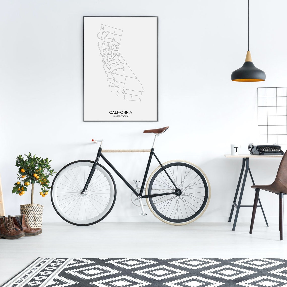 California State County Line Map Minimalist Typography Print - Image 2