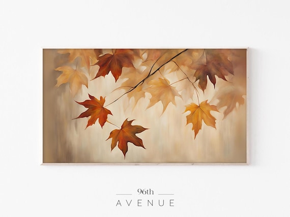 Golden Autumn Maple Leaves on Branch Warm Fall Botanical Poster