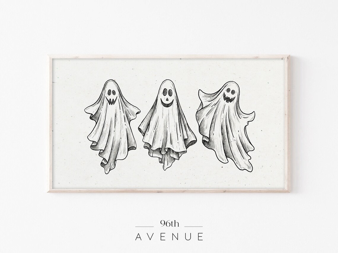 Cute Halloween Ghosts, Holiday Seasonal Art Print