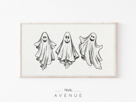 Cute Halloween Ghosts, Holiday Seasonal Art Print